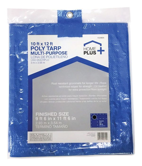 Home Plus 10 ft. W X 12 ft. L Light Duty Polyethylene Tarp Blue Supply