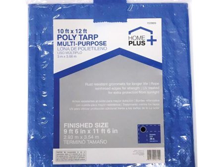 Home Plus 10 ft. W X 12 ft. L Light Duty Polyethylene Tarp Blue Supply