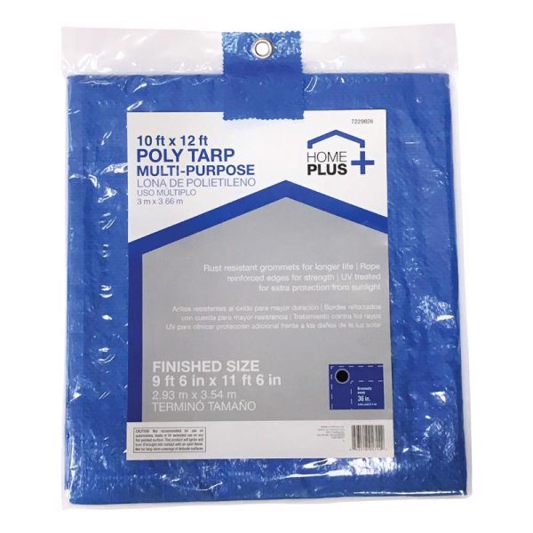 Home Plus 10 ft. W X 12 ft. L Light Duty Polyethylene Tarp Blue Supply