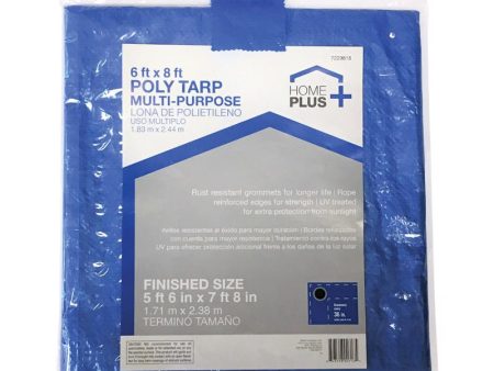 Home Plus 6 ft. W X 8 ft. L Light Duty Polyethylene Tarp Blue Online Sale