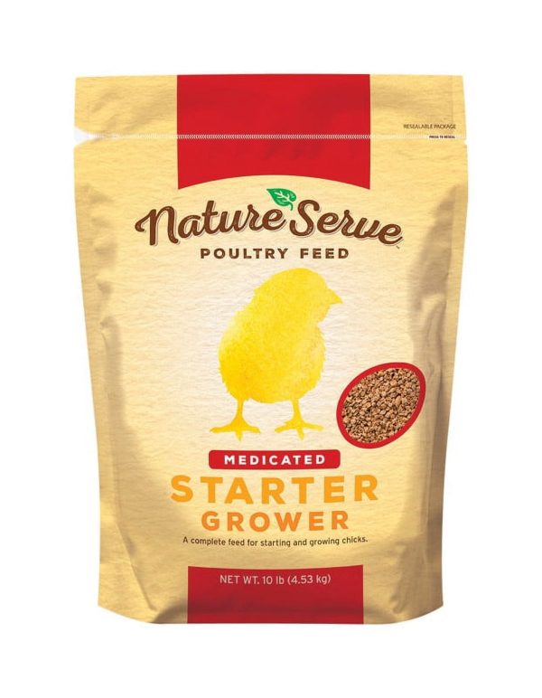 NatureServe Medicated Grower Starter Feed Crumble For Poultry 10 lb Hot on Sale