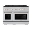 ZLINE 48 in. 6.7 cu. ft. 8 Burner Double Oven Gas Range in DuraSnow  Stainless Steel (SGRS-48) Sale