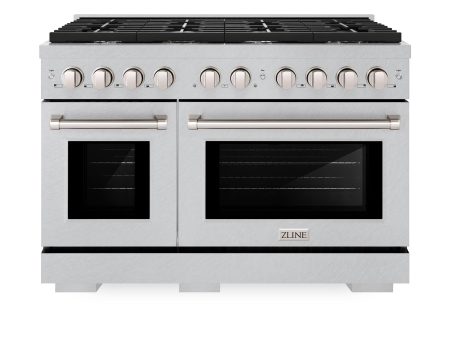 ZLINE 48 in. 6.7 cu. ft. 8 Burner Double Oven Gas Range in DuraSnow  Stainless Steel (SGRS-48) Sale