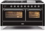 Majestic II 60 Inch Dual Fuel Liquid Propane Freestanding Range in Glossy Black with Chrome Trim Online Hot Sale