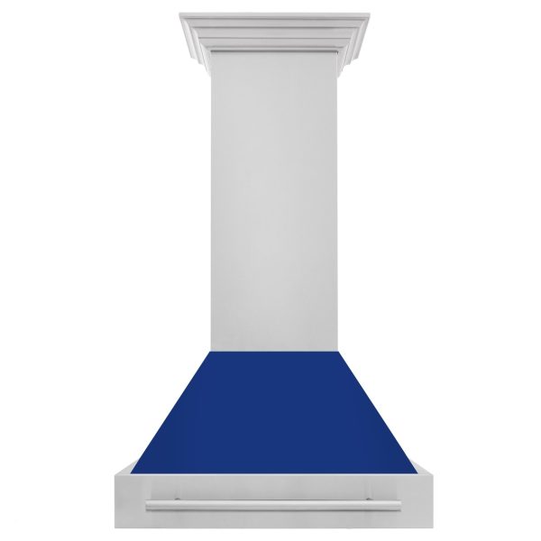 ZLINE 30 in. Stainless Steel Range Hood with Colored Shell Options and Stainless Steel Handle (8654STX-30) [Color: Blue Gloss] Fashion