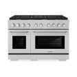 ZLINE 48 in. 6.7 cu. ft. 8 Burner Double Oven Gas Range in DuraSnow  Stainless Steel (SGRS-48) Sale