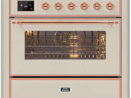 Majestic II 36 Inch Dual Fuel Natural Gas Freestanding Range in Antique White with Copper Trim Sale