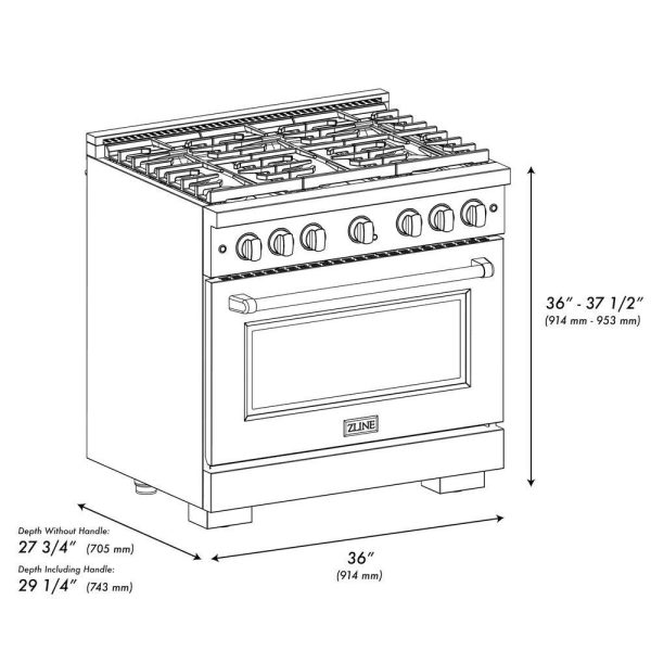 ZLINE Autograph Edition 36 in. 5.2 cu. ft. Paramount Dual Fuel Range with 6 Burner Gas Cooktop and Electric Convection Oven in DuraSnow  Stainless Steel with White Matte Door and Polished Gold Accents (SDRSZ-WM-36-G) For Cheap