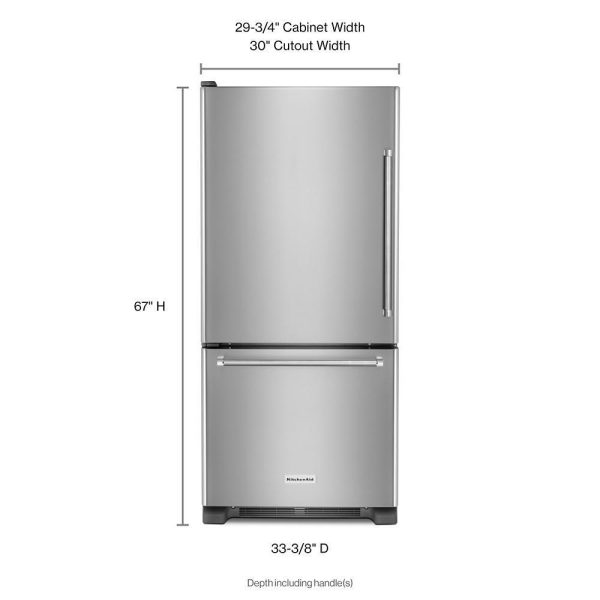 19 cu. ft. 30-Inch Width Full Depth Non Dispense Bottom Mount Refrigerator Sale