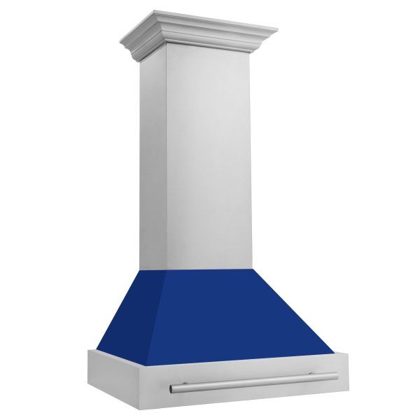 ZLINE 30 in. Stainless Steel Range Hood with Colored Shell Options and Stainless Steel Handle (8654STX-30) [Color: Blue Gloss] Fashion