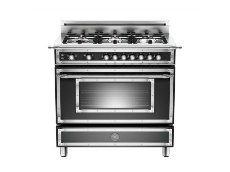 36 inch All Gas Range, 6 Brass Burner Matt Black Sale